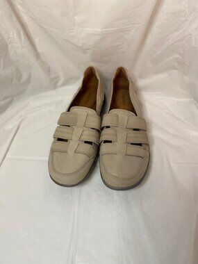 Cobb Hill Penfield Fisherman Dove Beige Leather Slip-On Loafers Women's Size 9